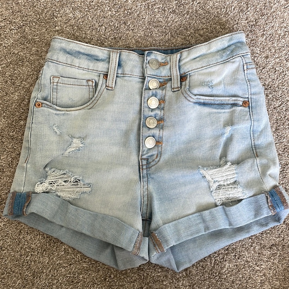 Aeropostale high wasted button up jean shorts